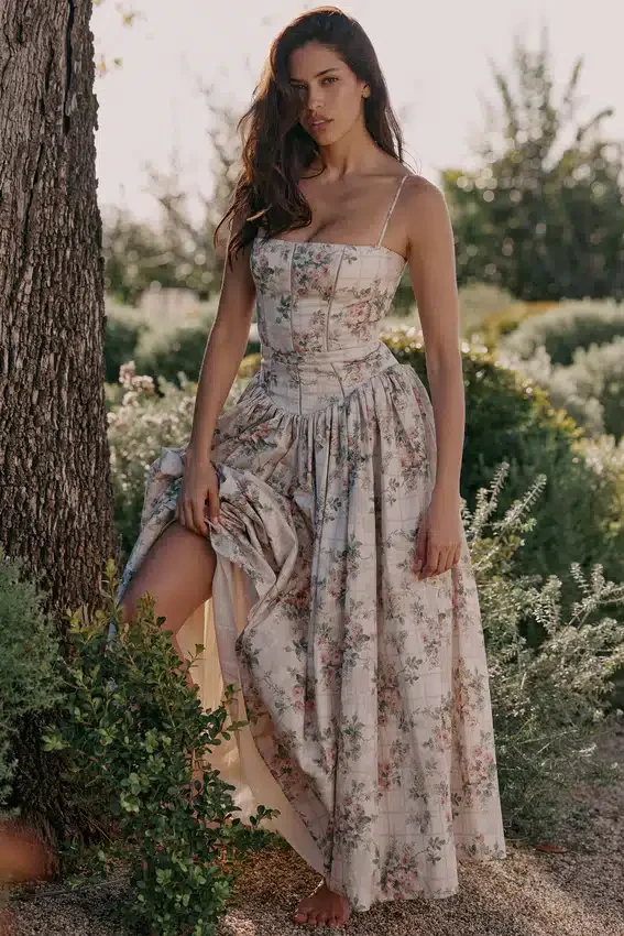 Ysabella Cream Floral Print Cotton Midi Sundress Ysabella Cream Floral Print Cotton Midi Sundress