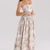 Ysabella Cream Floral Print Cotton Midi Sundress Ysabella Cream Floral Print Cotton Midi Sundress