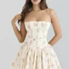 Ysabella Cream Rose Print Stretch Cotton Mini Sundress Ysabella Cream Rose Print Stretch Cotton Mini Sundress