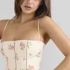 Ysabella Cream Rose Print Stretch Cotton Mini Sundress Ysabella Cream Rose Print Stretch Cotton Mini Sundress