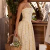 Ysabella Floral Lemon Print Cotton Midi Sundress Ysabella Floral Lemon Print Cotton Midi Sundress