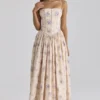 Ysabella Ivory Sweet Peony Floral Print Cotton Midi Sundress Ysabella Ivory Sweet Peony Floral Print Cotton Midi Sundress