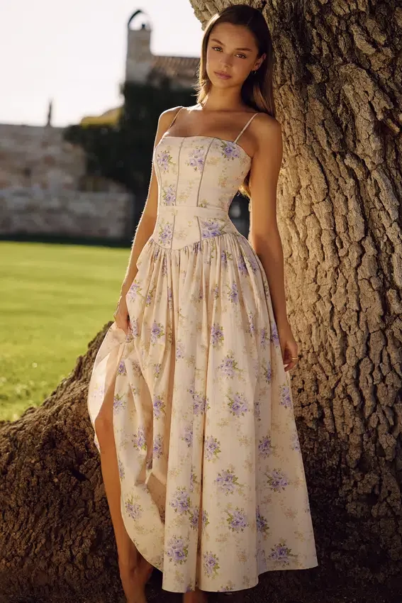 Ysabella Ivory Sweet Peony Floral Print Cotton Midi Sundress Ysabella Ivory Sweet Peony Floral Print Cotton Midi Sundress