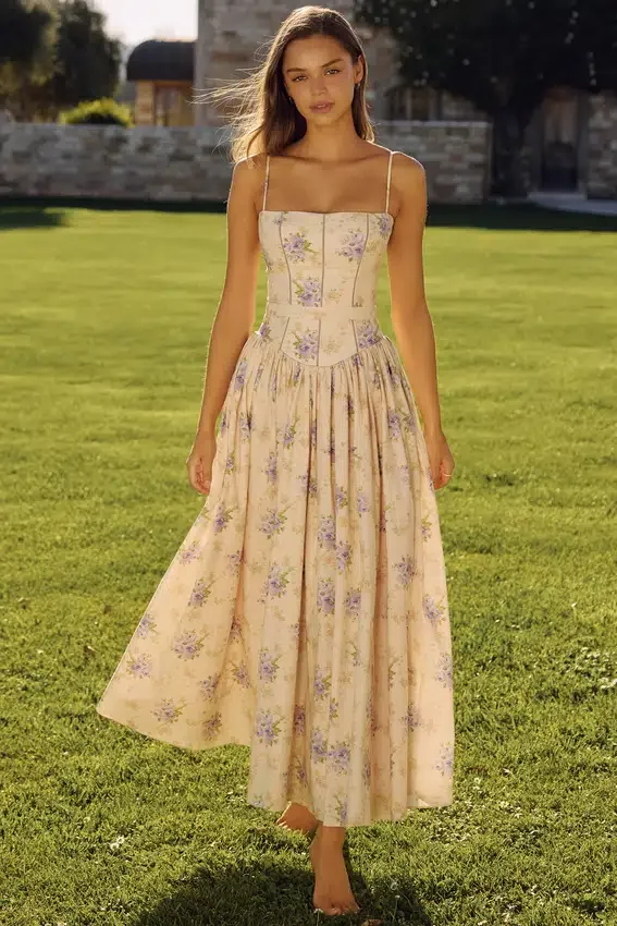 Ysabella Ivory Sweet Peony Floral Print Cotton Midi Sundress Ysabella Ivory Sweet Peony Floral Print Cotton Midi Sundress