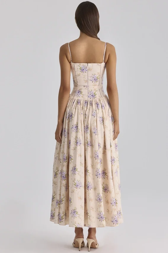 Ysabella Ivory Sweet Peony Floral Print Cotton Midi Sundress Ysabella Ivory Sweet Peony Floral Print Cotton Midi Sundress