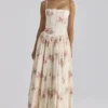 Ysabella Ivory Vintage Rose Print Cotton Midi Sundress Ysabella Ivory Vintage Rose Print Cotton Midi Sundress