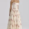 Ysabella Ivory Vintage Rose Print Cotton Midi Sundress Ysabella Ivory Vintage Rose Print Cotton Midi Sundress