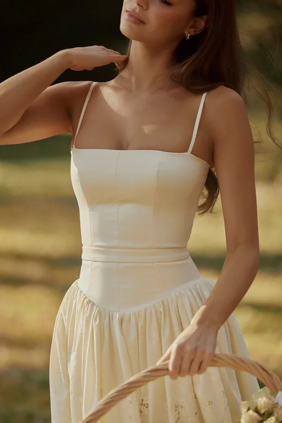Ysabella Lemon Custom Lace + Broderie Anglaise Midi Sundress Ysabella Lemon Custom Lace + Broderie Anglaise Midi Sundress