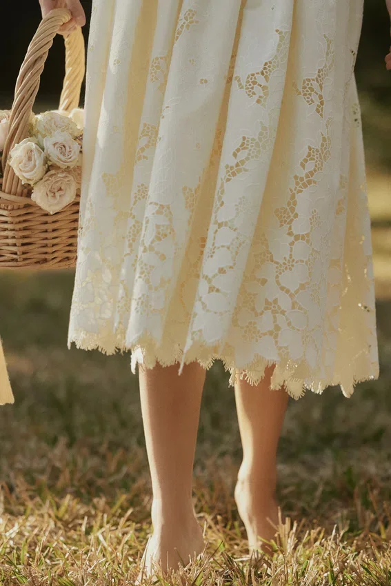 Ysabella Lemon Custom Lace + Broderie Anglaise Midi Sundress Ysabella Lemon Custom Lace + Broderie Anglaise Midi Sundress