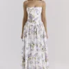 Ysabella Off White Vintage Ribbon Print Cotton Midi Sundress Ysabella Off White Vintage Ribbon Print Cotton Midi Sundress