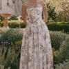 Ysabella Off White Vintage Ribbon Print Cotton Midi Sundress Ysabella Off White Vintage Ribbon Print Cotton Midi Sundress