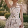 Ysabella Off White Vintage Ribbon Print Cotton Midi Sundress Ysabella Off White Vintage Ribbon Print Cotton Midi Sundress