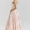 Ysabella Peach Floral Print Stretch Cotton Midi Sundress Ysabella Peach Floral Print Stretch Cotton Midi Sundress
