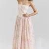 Ysabella Peach Floral Print Stretch Cotton Midi Sundress Ysabella Peach Floral Print Stretch Cotton Midi Sundress