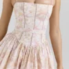 Ysabella Peach Floral Print Stretch Cotton Mini Sundress Ysabella Peach Floral Print Stretch Cotton Mini Sundress