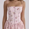 Ysabella Pink Vintage Rose Print Cotton Midi Sundress Ysabella Pink Vintage Rose Print Cotton Midi Sundress
