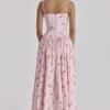 Ysabella Pink Vintage Rose Print Cotton Midi Sundress Ysabella Pink Vintage Rose Print Cotton Midi Sundress
