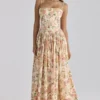 Ysabella Warm Rose Print Cotton Midi Sundress Ysabella Warm Rose Print Cotton Midi Sundress