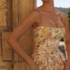 Ysabella Warm Rose Print Cotton Midi Sundress Ysabella Warm Rose Print Cotton Midi Sundress