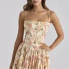 Ysabella Warm Rose Print Cotton Midi Sundress Ysabella Warm Rose Print Cotton Midi Sundress