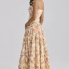 Ysabella Warm Rose Print Cotton Midi Sundress Ysabella Warm Rose Print Cotton Midi Sundress