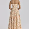 Ysabella Warm Rose Print Cotton Midi Sundress Ysabella Warm Rose Print Cotton Midi Sundress