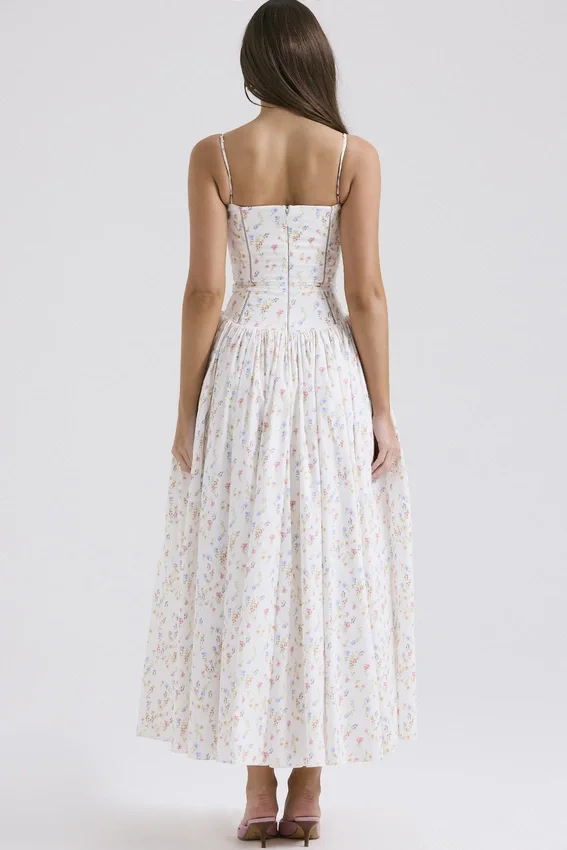 Ysabella White Posy Print Cotton Maxi Sundress Ysabella White Posy Print Cotton Maxi Sundress