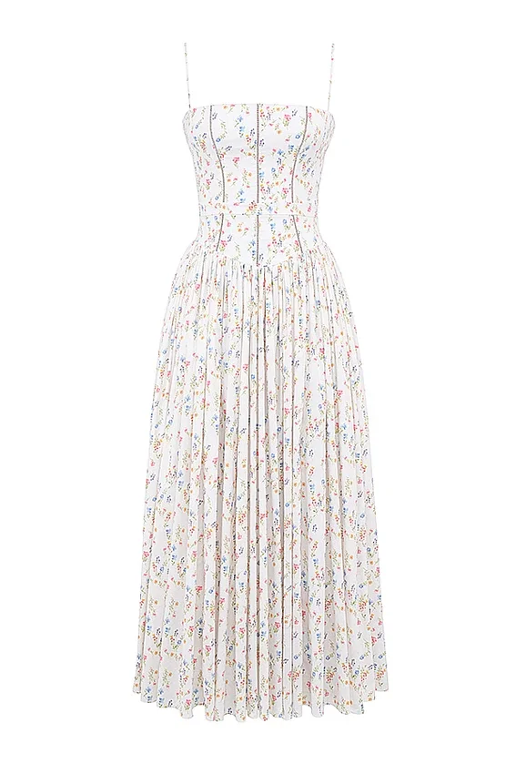 Ysabella White Posy Print Cotton Maxi Sundress Ysabella White Posy Print Cotton Maxi Sundress