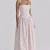 Ysabella White Rose Print Cotton Midi Sundress Ysabella White Rose Print Cotton Midi Sundress