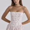 Ysabella White Rose Print Cotton Midi Sundress Ysabella White Rose Print Cotton Midi Sundress