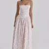 Ysabella White Rose Print Cotton Midi Sundress Ysabella White Rose Print Cotton Midi Sundress