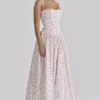 Ysabella White Rose Print Cotton Midi Sundress Ysabella White Rose Print Cotton Midi Sundress