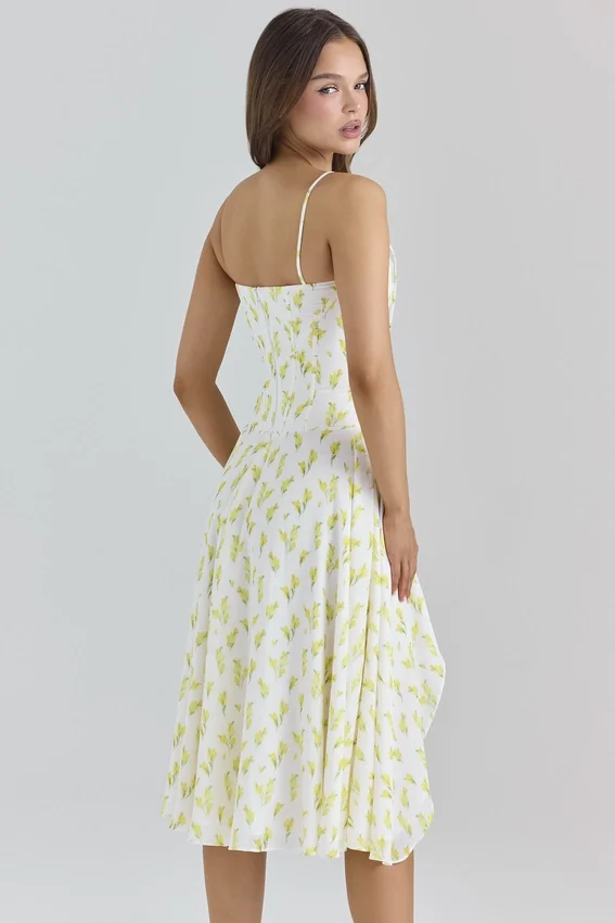 Yvette Lemon Floral Print Georgette Midi Dress Yvette Lemon Floral Print Georgette Midi Dress