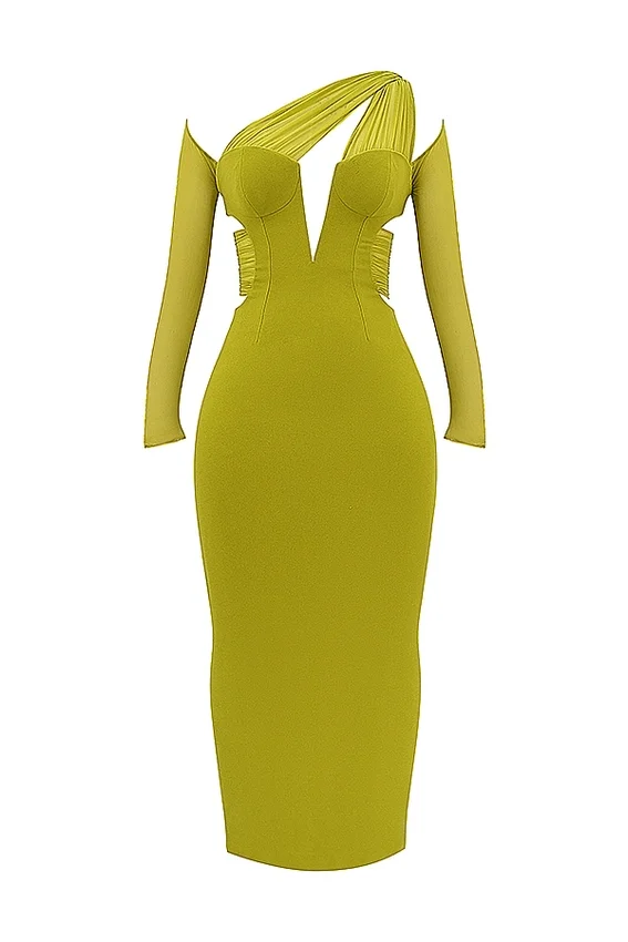 Zahra Chartreuse Plunge Maxi Dress Zahra Chartreuse Plunge Maxi Dress