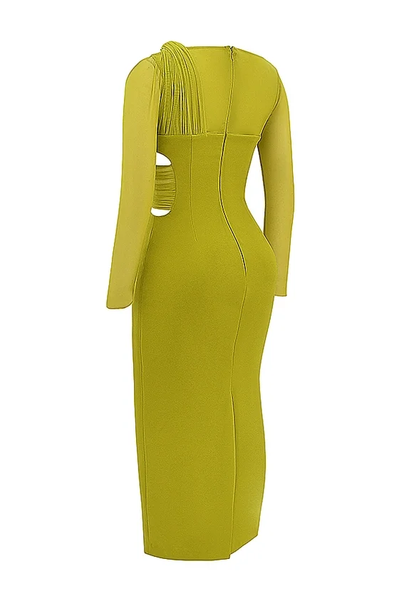 Zahra Chartreuse Plunge Maxi Dress Zahra Chartreuse Plunge Maxi Dress