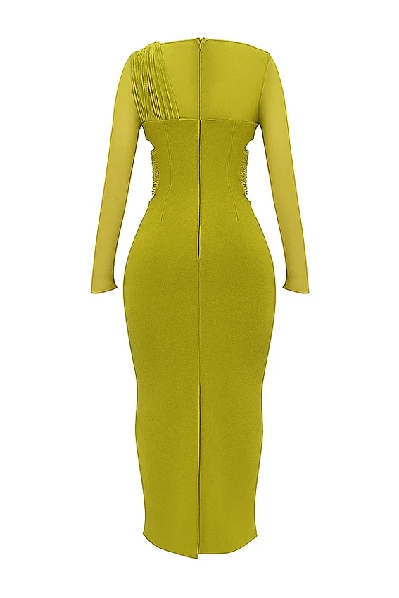 Zahra Chartreuse Plunge Maxi Dress Zahra Chartreuse Plunge Maxi Dress