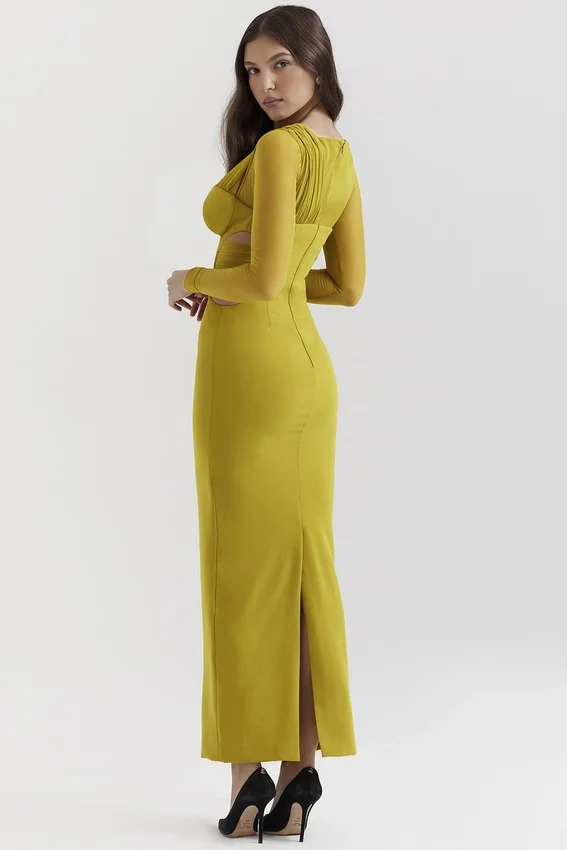 Zahra Chartreuse Plunge Maxi Dress Zahra Chartreuse Plunge Maxi Dress