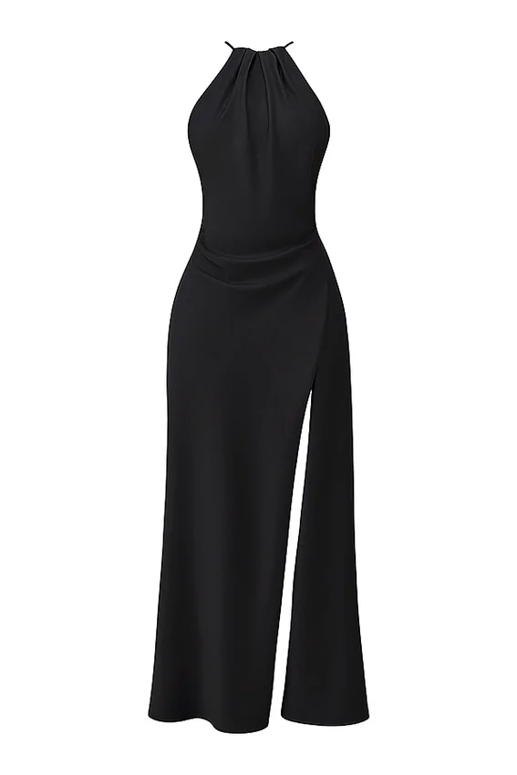 Zanab Black Thigh Slit Maxi Dress Zanab Black Thigh Slit Maxi Dress