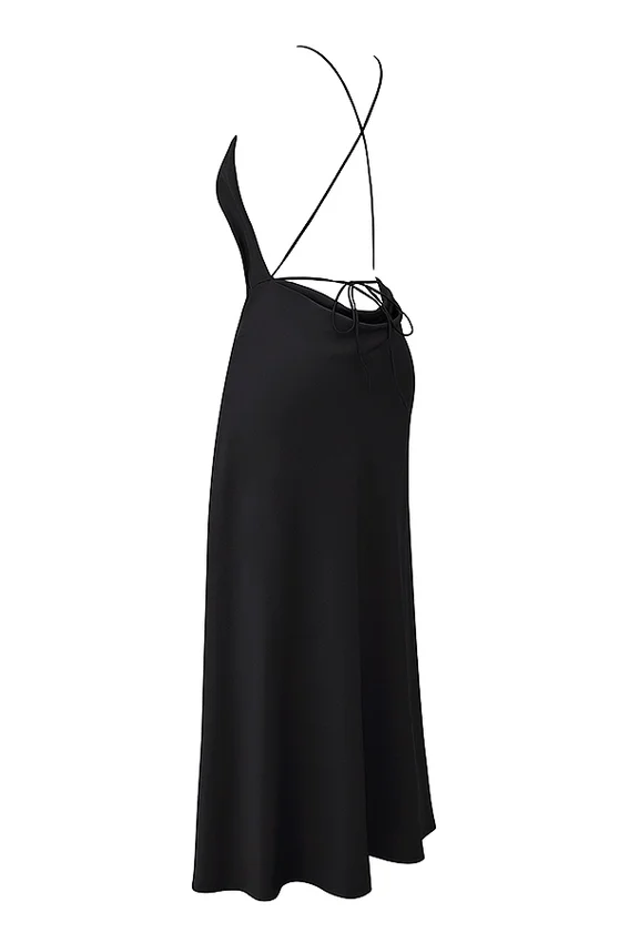 Zanab Black Thigh Slit Maxi Dress Zanab Black Thigh Slit Maxi Dress