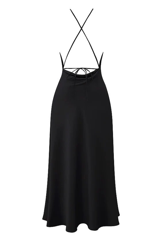 Zanab Black Thigh Slit Maxi Dress Zanab Black Thigh Slit Maxi Dress