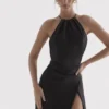 Zanab Black Thigh Slit Maxi Dress Zanab Black Thigh Slit Maxi Dress