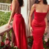 Zanab Red Rose Thigh Slit Maxi Dress Zanab Red Rose Thigh Slit Maxi Dress
