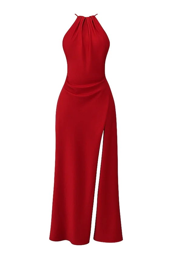 Zanab Red Rose Thigh Slit Maxi Dress Zanab Red Rose Thigh Slit Maxi Dress