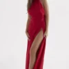 Zanab Red Rose Thigh Slit Maxi Dress Zanab Red Rose Thigh Slit Maxi Dress