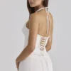Zizi White Halter Neck Broderie Anglaise Corset Top Zizi White Halter Neck Broderie Anglaise Corset Top