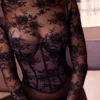 Zoe Black Lace Long Sleeve Corset Top