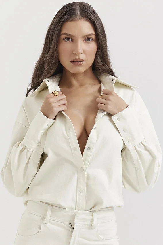 Zuri Ivory Denim Shirt Zuri Ivory Denim Shirt